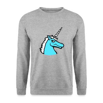 Licorne Cool Guy Sourire Maléfique Cheval de dessin animé - Sweat-shirt Unisexe - gris chiné - Devant - Alina (178cm) & Michal (187cm)
