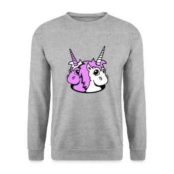 2 Unicorn Girl Team Cute Bottom Hole Friends - Unisex Sweatshirt - salt & pepper - Front - Alina (178cm) & Michal (187cm)