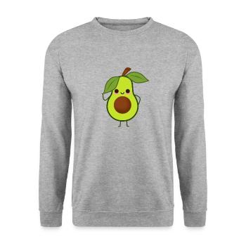 Süße Avocado - Unisex Pullover - Weißgrau meliert - Vorne - Alina (178cm) & Michal (187cm)