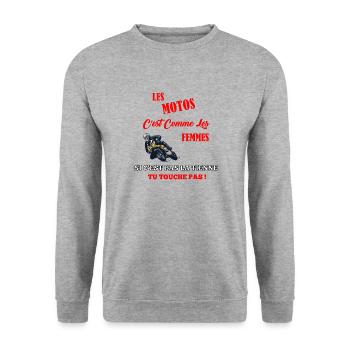 les motos citations drôles - Sweat-shirt Unisexe - gris chiné - Devant - Alina (178cm) & Michal (187cm)