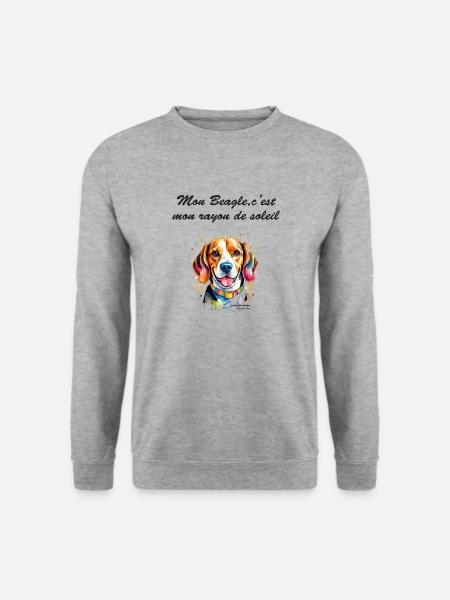 beagle rayon de soleil - Sweat-shirt Unisexe - gris chiné