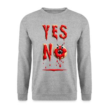 Donut für die fitness, Yes oder No. - Unisex Pullover - Weißgrau meliert - Vorne - Alina (178cm) & Michal (187cm)