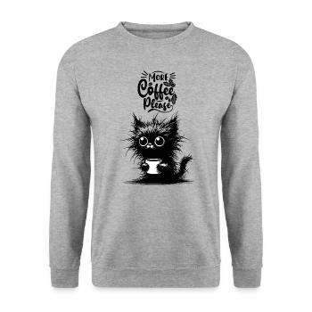 Coffee Cat Morning Grouch Cat Lover Colleague - Unisex Sweatshirt - salt & pepper - Front - Alina (178cm) & Michal (187cm)