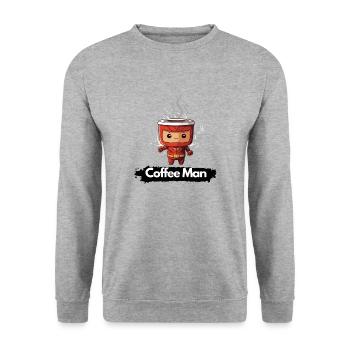 Coffee Man - Unisex Pullover - Weißgrau meliert - Vorne - Alina (178cm) & Michal (187cm)