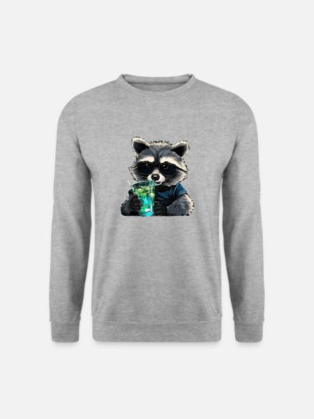 Waschbär Limo - Unisex Pullover - Weißgrau meliert