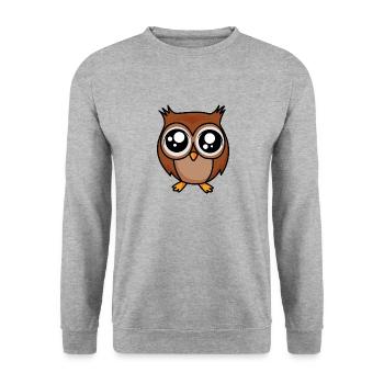 Hibou mignon avec de grands yeux - Sweat-shirt Unisexe - gris chiné - Devant - Alina (178cm) & Michal (187cm)