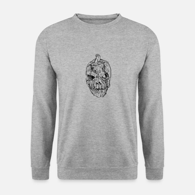 Monster Grusel Kürbiskopf - Unisex Pullover - Weißgrau meliert