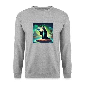 Vokasma 🔮🔮🔮 - Unisex Pullover - Weißgrau meliert - Vorne - Alina (178cm) & Michal (187cm)