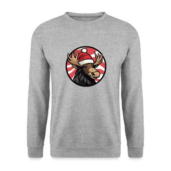 Noël de l’orignal Noël - Sweat-shirt Unisexe - gris chiné - Devant - Alina (178cm) & Michal (187cm)