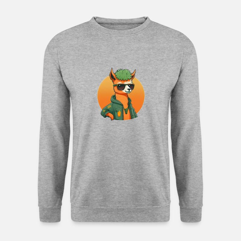 Cool Lama 1 - Unisex Pullover - Weißgrau meliert