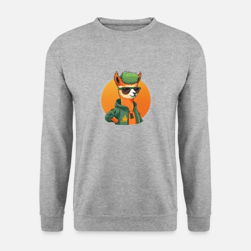 Cool Lama 2 - Unisex Pullover - Weißgrau meliert
