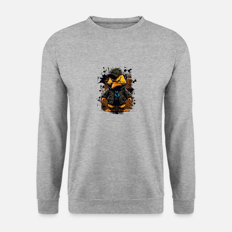 Angry duck 2 - Unisex Pullover - Weißgrau meliert