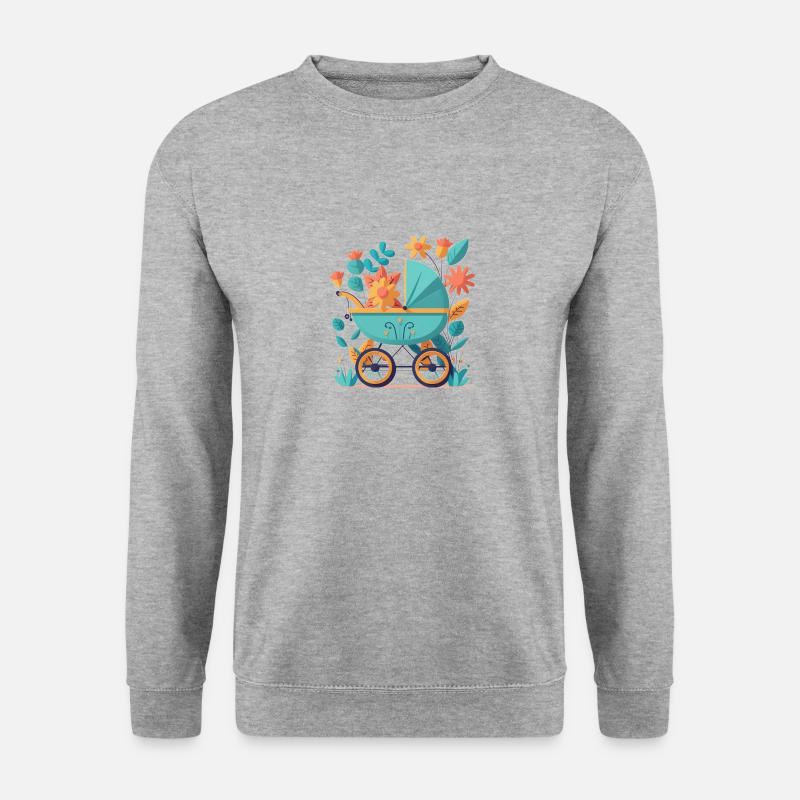Blumiger Kinderwagen 9 - Unisex Pullover - Weißgrau meliert