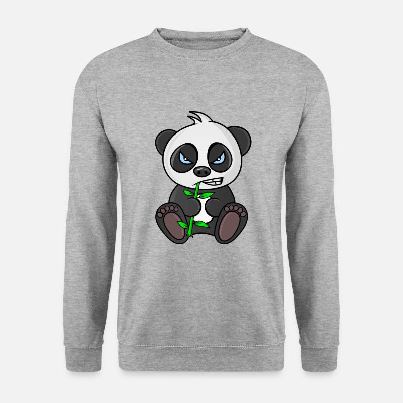 grumpy panda, panda bear, mad panda, for babies - Unisex Pullover - Weißgrau meliert