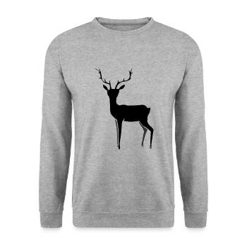 Idée de cadeau de cerf garde-chasse sauvage - Sweat-shirt Unisexe - gris chiné - Devant - Alina (178cm) & Michal (187cm)
