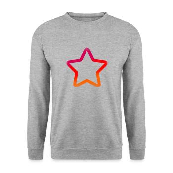 Farbiger Stern - Unisex Pullover - Weißgrau meliert - Vorne - Alina (178cm) & Michal (187cm)