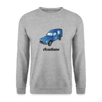 Acadiane bleu - Sweat-shirt Unisexe - gris chiné - Devant - Alina (178cm) & Michal (187cm)