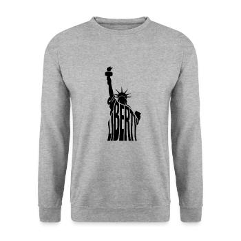 Statue of Liberty - Cool New York USA Logo - Unisex Sweatshirt - salt & pepper - Front - Alina (178cm) & Michal (187cm)