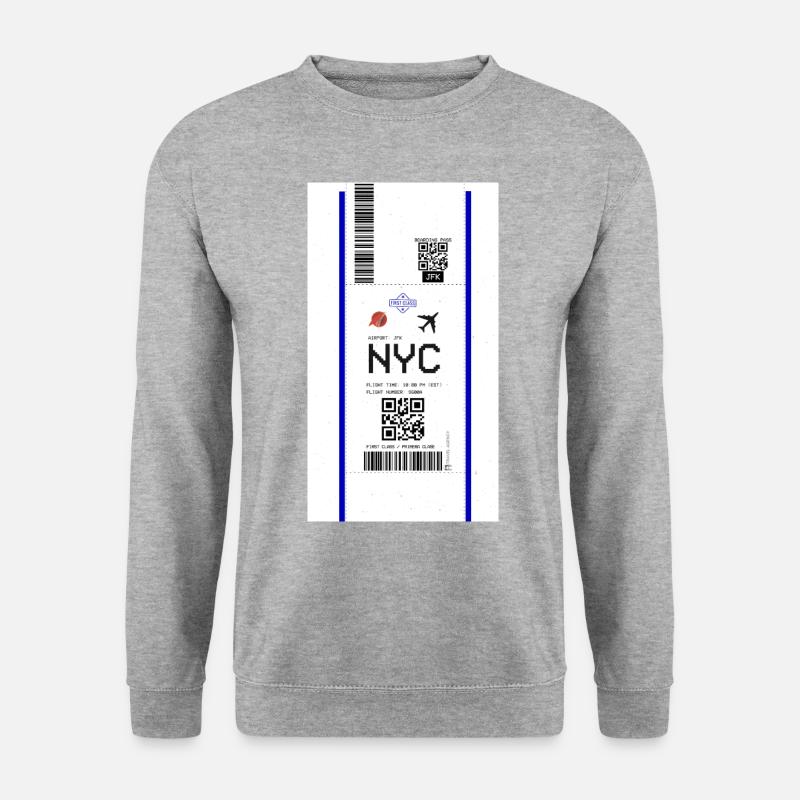 NYC New York Boarding Pass Air Flight Ticket Phone - Unisex Pullover - Weißgrau meliert