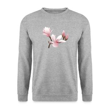 Magnolie 2 - Unisex Pullover - Weißgrau meliert - Vorne - Alina (178cm) & Michal (187cm)