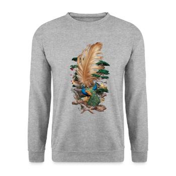 Plume, nature, oiseau - Sweat-shirt Unisexe - gris chiné - Devant - Alina (178cm) & Michal (187cm)