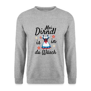 Dirndl Tracht | Mei Dirndl is in da - Unisex Pullover - Weißgrau meliert - Vorne - Alina (178cm) & Michal (187cm)