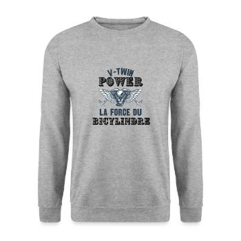 v-twin power - Sweat-shirt Unisexe - gris chiné - Devant - Alina (178cm) & Michal (187cm)