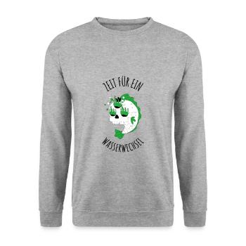 Aquarium Spruch Fische Wasser wechsel - Unisex Pullover - Weißgrau meliert - Vorne - Alina (178cm) & Michal (187cm)