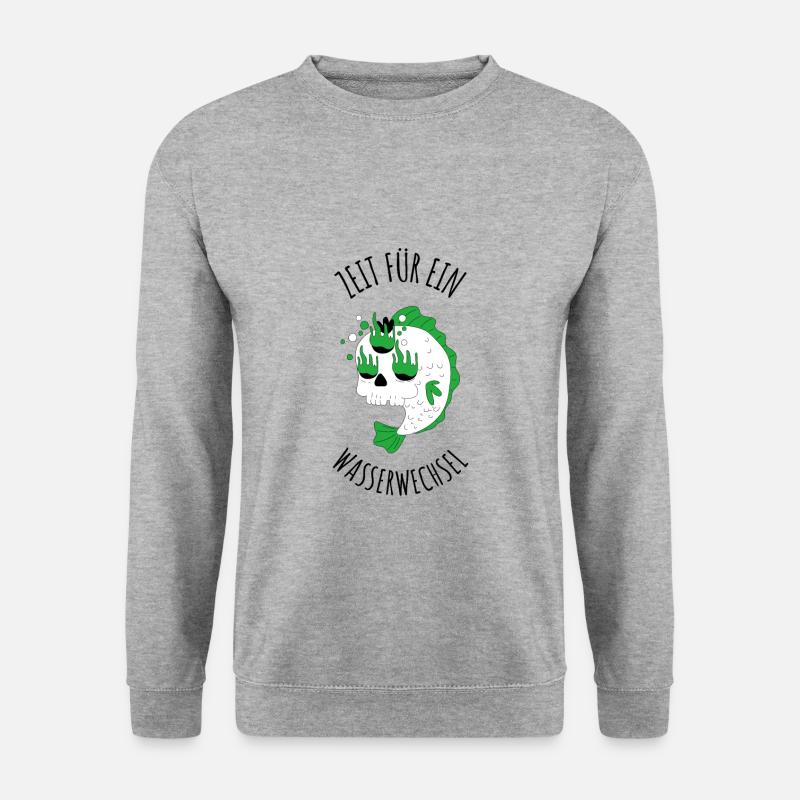 Aquarium Spruch Fische Wasser wechsel - Unisex Pullover - Weißgrau meliert