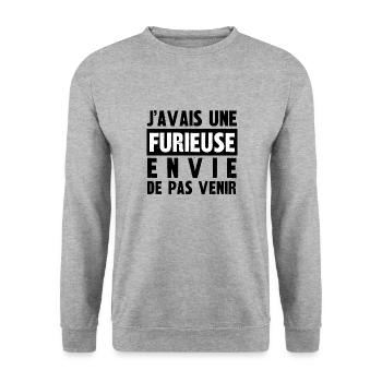 furieuse envie de pas venir - Sweat-shirt Unisexe - gris chiné - Devant - Alina (178cm) & Michal (187cm)