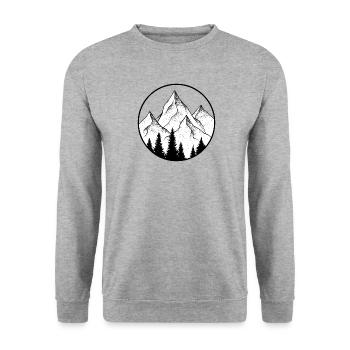 mountain design, round logo - Unisex Sweatshirt - salt & pepper - Front - Alina (178cm) & Michal (187cm)