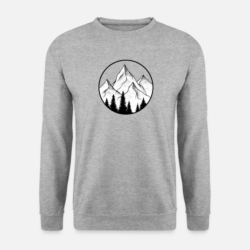 mountain design, round logo - Unisex Sweatshirt - salt & pepper