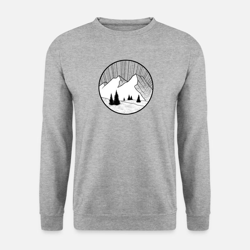 Bergzeichnung - Unisex Pullover - Weißgrau meliert