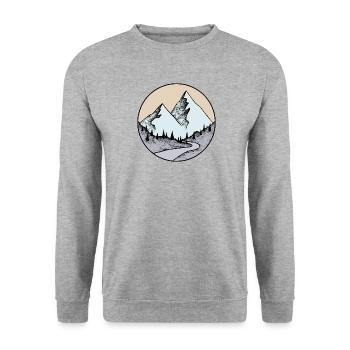 drawing mountain landscape - Unisex Sweatshirt - salt & pepper - Front - Alina (178cm) & Michal (187cm)