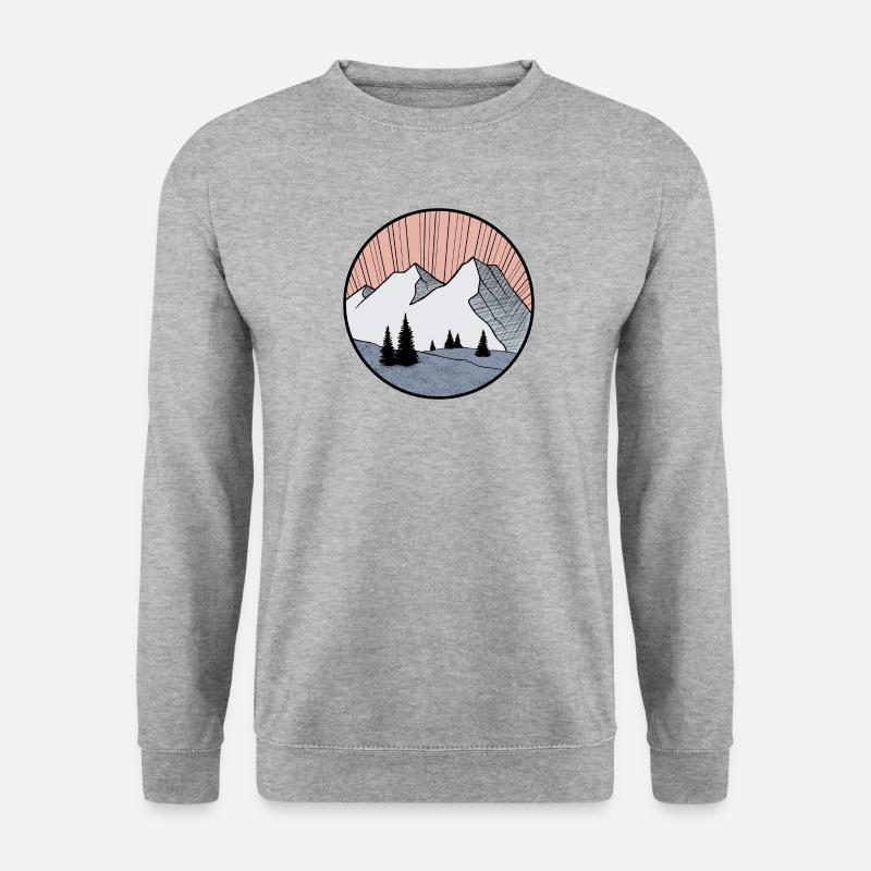 dessin paysage montagne - logo triangle - Sweat-shirt Unisexe - gris chiné
