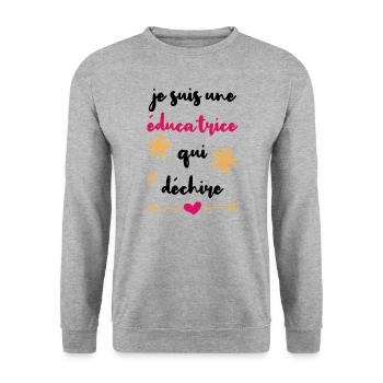 Je suis une éducatrice qui déchire retraite cadeau - Sweat-shirt Unisexe - gris chiné - Devant - Alina (178cm) & Michal (187cm)