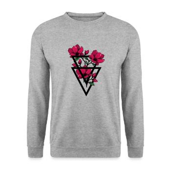 Blumen im Dreieck Formen - Unisex Pullover - Weißgrau meliert - Vorne - Alina (178cm) & Michal (187cm)