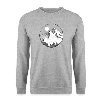 Rundes Berglogo - Unisex Pullover - Weißgrau meliert - Vorne - Alina (178cm) & Michal (187cm)