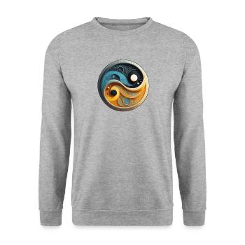 Yin und Yang - Unisex Pullover - Weißgrau meliert - Vorne - Alina (178cm) & Michal (187cm)