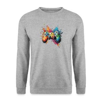 Gamepad, Gamer, Console - Unisex Sweatshirt - salt & pepper - Front - Alina (178cm) & Michal (187cm)