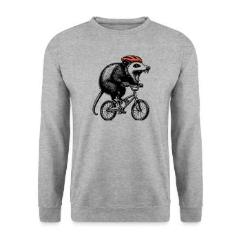 Opossum à vélo - Sweat-shirt Unisexe - gris chiné - Devant - Alina (178cm) & Michal (187cm)