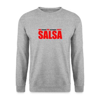 Keine Drogen, kein Alkohol, nur Salsa - Unisex Pullover - Weißgrau meliert - Vorne - Alina (178cm) & Michal (187cm)