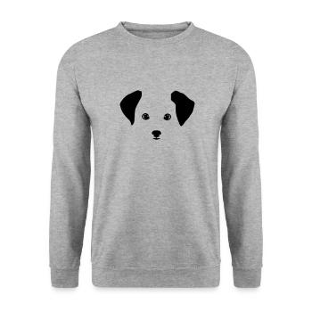 Hund, Hündchen - Unisex Pullover - Weißgrau meliert - Vorne - Alina (178cm) & Michal (187cm)