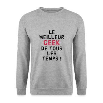 Le meilleur Geek de tous les temps ! - Sweat-shirt Unisexe - gris chiné - Devant - Alina (178cm) & Michal (187cm)