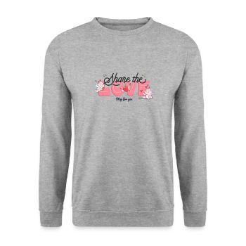 Share the love Valentines day Family day - Unisex Pullover - Weißgrau meliert - Vorne - Alina (178cm) & Michal (187cm)