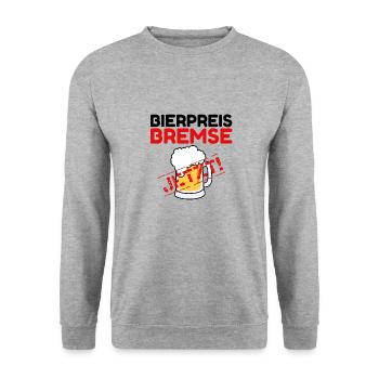 Bierpreisbremse - Jetzt! - Unisex Pullover - Weißgrau meliert - Vorne - Alina (178cm) & Michal (187cm)