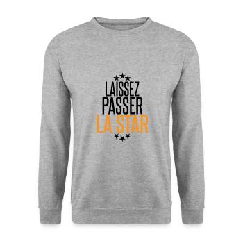 Laisse passer la Star Design Fun Running - Sweat-shirt Unisexe - gris chiné - Devant - Alina (178cm) & Michal (187cm)