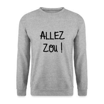 allez zou - Sweat-shirt Unisexe - gris chiné - Devant - Alina (178cm) & Michal (187cm)