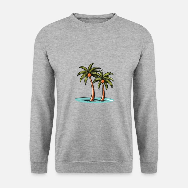 Palmen Insel Urlaub - Unisex Pullover - Weißgrau meliert