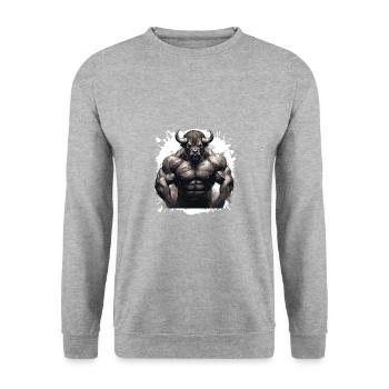 Muscle de bison Bodybuilding Beast - Sweat-shirt Unisexe - gris chiné - Devant - Alina (178cm) & Michal (187cm)